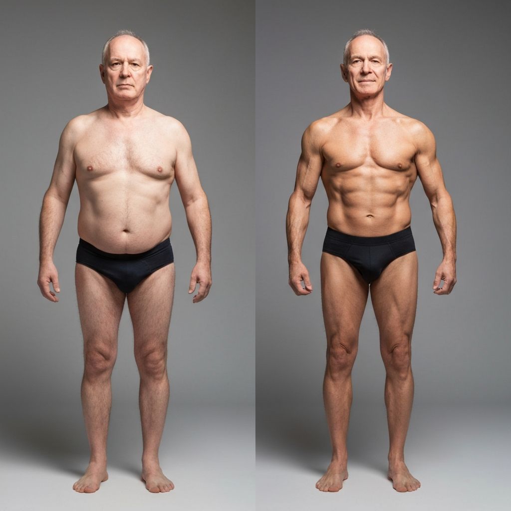 Before and after transformation of Tomás, 47